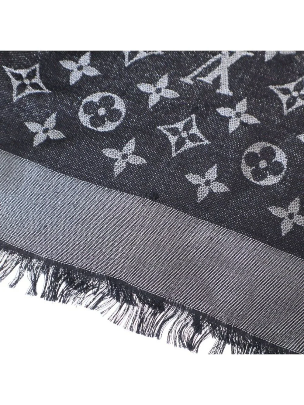 Louis Vuitton Shawl Monogram Shine Navy Silver Scarf